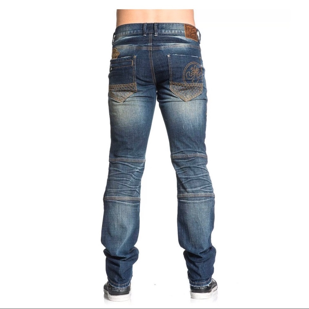 AFFLICTION Men Denim Jeans GAGE GRID MALI Embroide - Picture 3 of 9